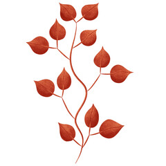 Watercolor red rounded leaf