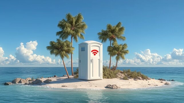 Solitude Redefined: Portable Cabin with Wifi on a Remote Tropical Island Oasis - Powered by Adobe