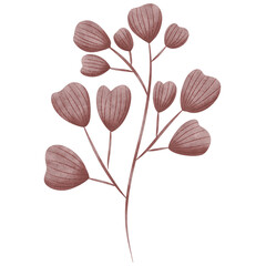 Watercolor brown love leaves