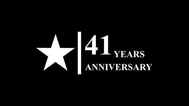41 years anniversary motion graphic 4K footage with star. 4K motion animation. particles and number. Animated 41 years Birthday Wishes , Background with alpha channel 4k ..