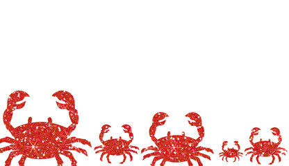 Red Glitter Crabs Sea Animal Bottom Border Design