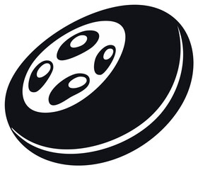 Fototapeta premium Stylized car wheel icon in monochrome, with a central disc featuring oval details.