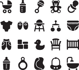 Baby & Kids Silhouette Vector Icon Set
