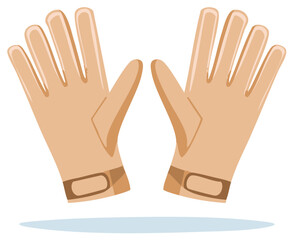 Isolated vector illustration of a pair of elegant beige gloves with open palms