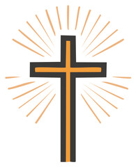 Christian cross with radiating lines symbol of faith and spirituality