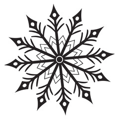 Stylized snowflake with geometric patterns, simple winter design