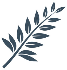 Obraz premium Simple dark blue olive branch silhouette with leaves on white background