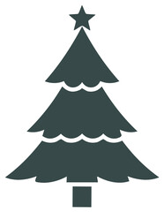 Minimalist Christmas Tree Icon with Star Topper. Festive Holiday Season Symbol.