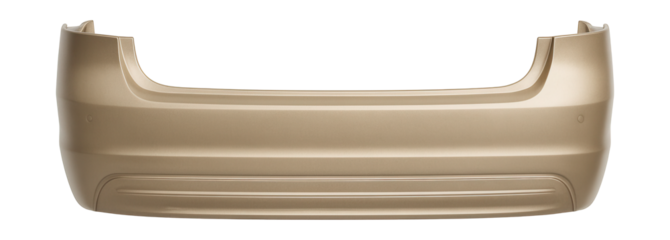 Sand beige rear bumper featuring subtle horizontal grooves.