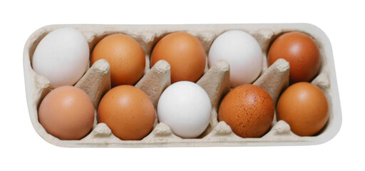 Chicken eggs packed. Fresh organic chicken eggs packed in cardboard box or tray. Egg box for cooking. Egg box for diet food