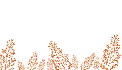 Autumn Orange Glitter Twig and Berries Bottom Border