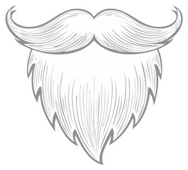 Detailed Line Art of a Full Mustache and Beard Illustration Stylish Facial Hair Concept Design and Style Graphic Elements