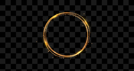 Abstract luxury golden ring. Vector light circles and spark light effect.