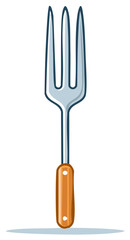 Naklejka premium Illustration of Cooking Fork with Wood Handle Kitchen Utensil