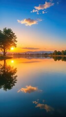 Fototapeta premium Ankara G?lba??'s serene lake scene at sunrise