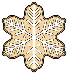 Festive Snowflake Sugar Cookie with White Icing Winter Holiday Treat