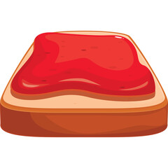 A Slice of Toast Topped With Red Jelly or Jam Against A White Background