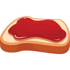 A Slice of Toasted Bread Covered in Bright Red Jam on a Transparent Background Detailed Pixel Art Style