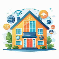 Fototapeta premium Firefly Flat Vector Smart Home Control Dashboard with Modern Devices for Connected Living