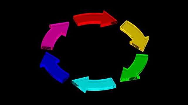 3D Animation of Colorful Arrows Creative Diversity | Alpha Channel