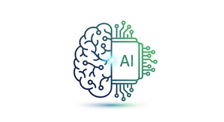 Fototapeta premium Artificial intelligence concept showing brain and computer chip for machine learning and neural network development