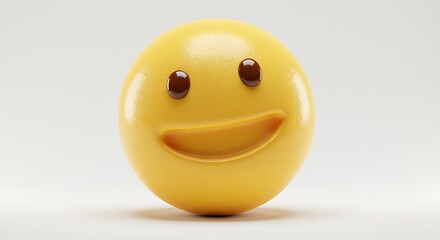 Fototapeta premium A 3D rendered emoji smiling on a white backdrop, conveying happiness and positive emotions