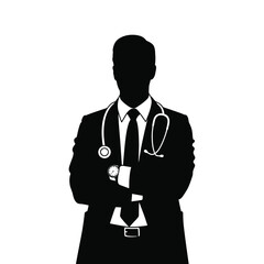 Silhouette of a doctor wearing a suit and stethoscope