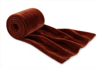 Brown fleece blanket rolled for warmth and comfort