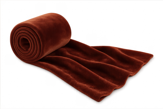 Brown fleece blanket rolled for warmth and comfort