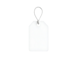 Blank White Price Tag with String Isolated on Black Background
