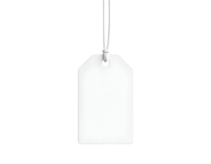 Blank White Tag with String Isolated on Black Background for Price, Gift, or Message