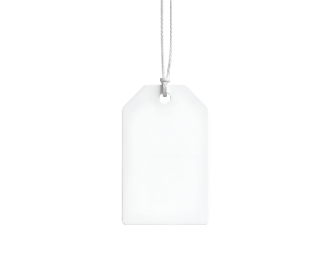 Blank White Tag with String Isolated on Black Background for Price, Gift, or Message