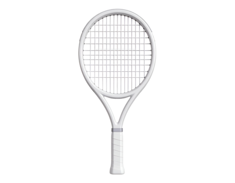 White Tennis Racket Isolated on Black Background
