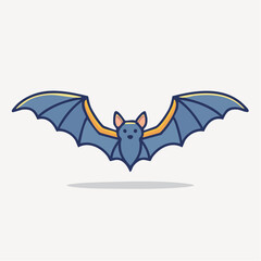 Stylized Bat Icon with Open Wings and Geometric Design on Pale Background