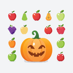 Festive fruit collection with pumpkin