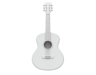 White Acoustic Guitar 3D Render Isolated on Black Background for Music and Design