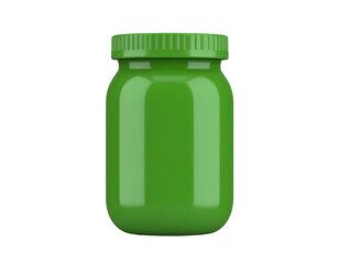 Green Plastic Jar with Ribbed Cap Isolated on Black Background for Product Packaging Mockup