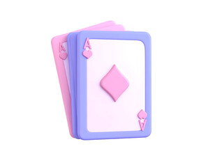 Pastel 3D playing cards with Ace of Diamonds and Ace of Hearts, symbolizing gaming, luck, and casino entertainment.