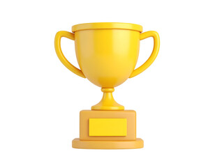 Golden Trophy Cup 3D Render Symbolizing Victory and Achievement