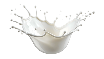 A dynamic splash of white liquid, captured mid-explosion with detailed, sharp edges