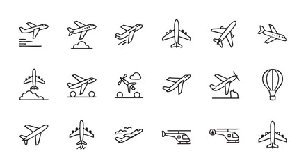 Fototapeta premium Airplane Icon Set Various Designs for Travel and Transportation Topics