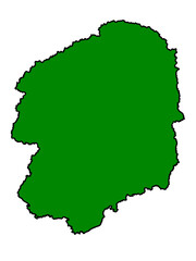 栃木県の地図（縁取りグリーン）