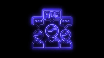 Neon style advertising concept video shows business team discussing marketing strategy