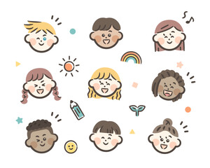 Global children's face illustration material