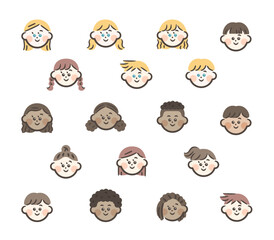 Global children's face illustration material
