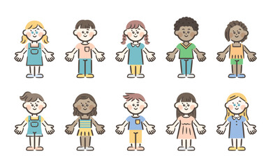 Full-body illustrations of children around the world