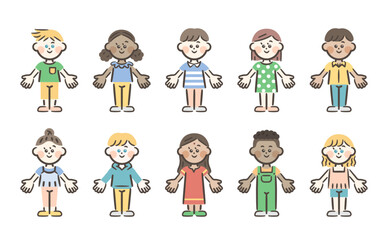 Full-body illustrations of children around the world