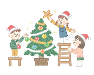 Children preparing for a Christmas party