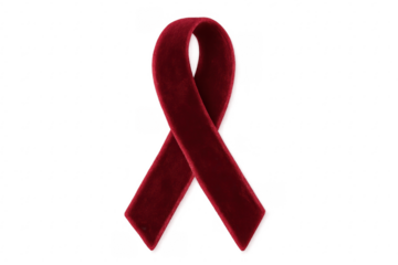Red velvet awareness ribbon on transparent background