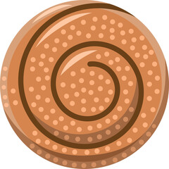 A Swirled Donut Illustration With A Transparent Background And A Smooth Glazed Surface Adorned With Tiny Pink Sprinkles In A Warm Beige Tone With A Dark Brown Outline